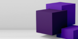 Three purple blocks on a light gray background