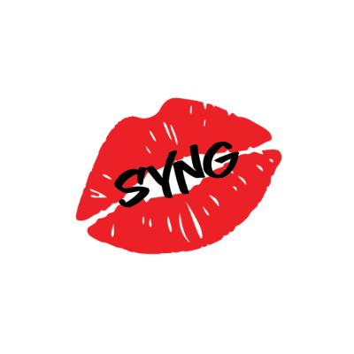 Red lips with SYNG written over them