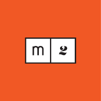 Orange square with M and 2 in white squares in the middle