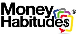 Money Habitudes spelled out with the s as a dollar sign on a deck of colorful speech bubbles.