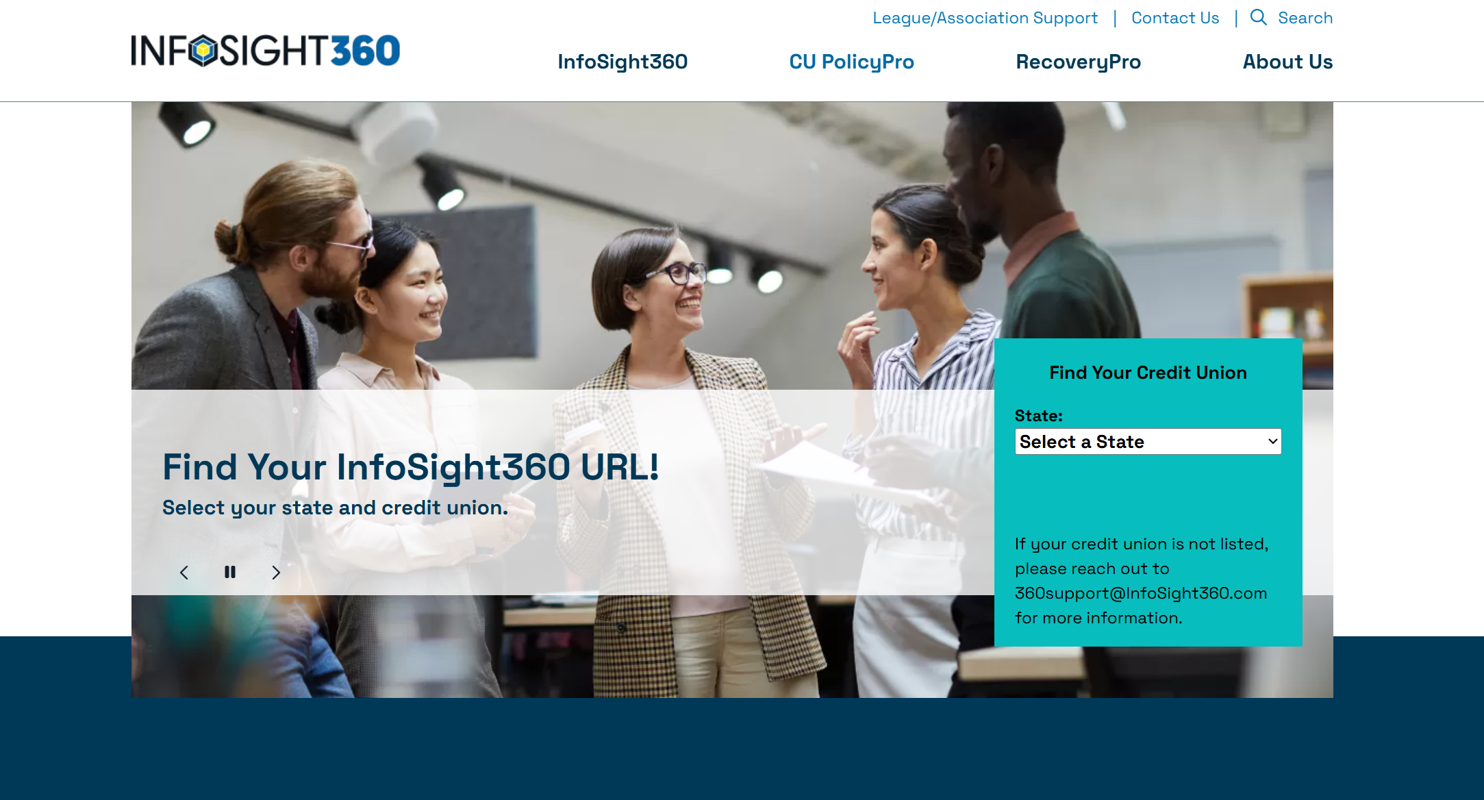 Screenshot of the InfoSight360 website