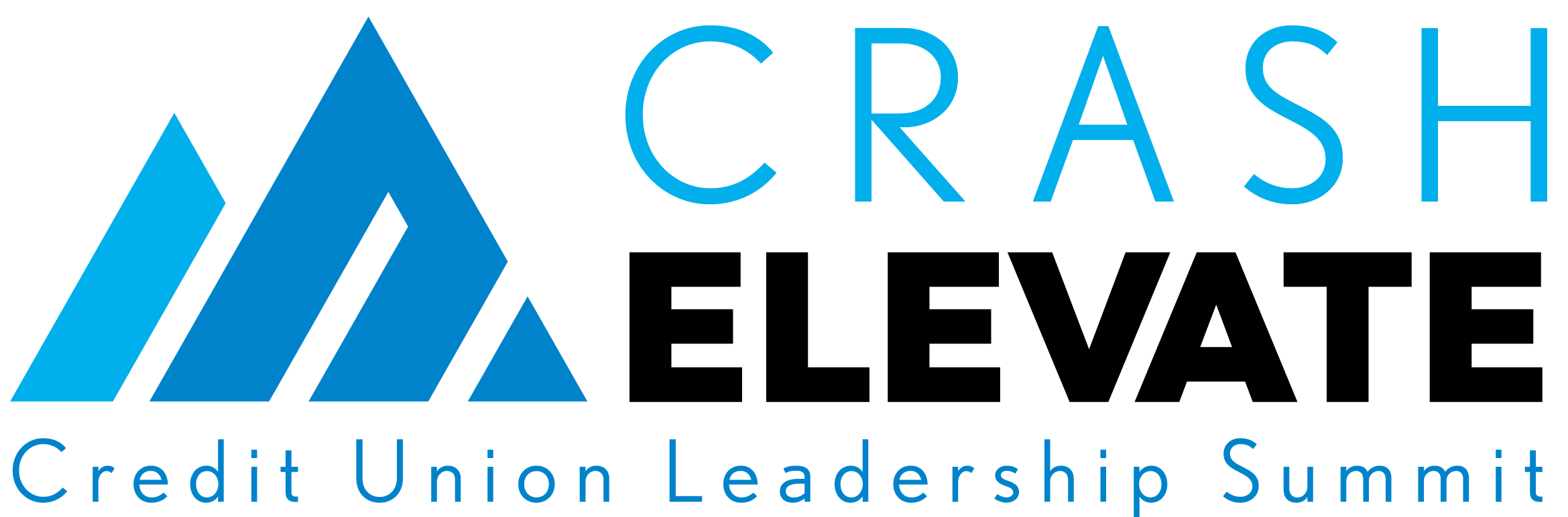 Crash Elevate next to a mountain shape. 